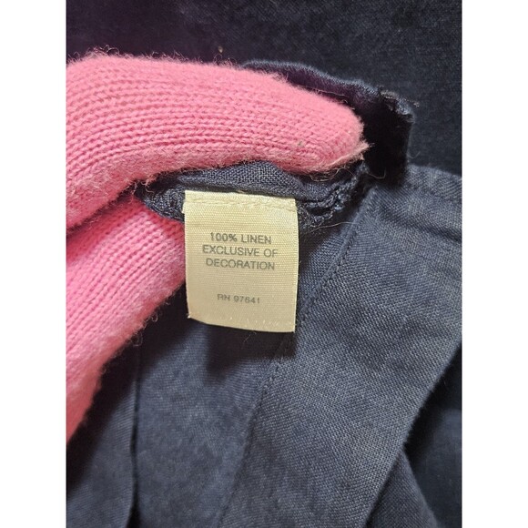 J Jill Womens 3X Navy Blue Top Linen Coastal Tunic Peasant Cottagecore Crochet - Picture 10 of 15